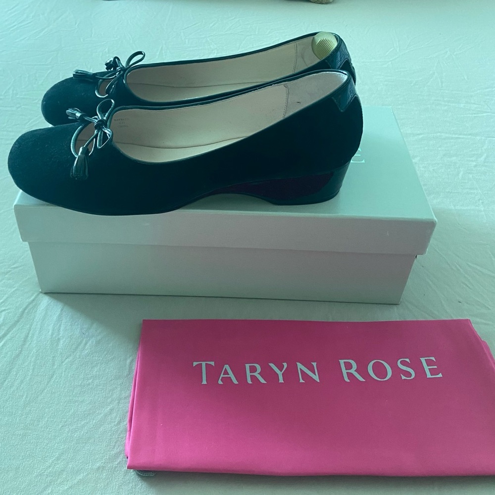 Taryn Rose patent and suede ballet flats